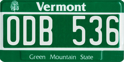 VT license plate ODB536