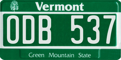 VT license plate ODB537