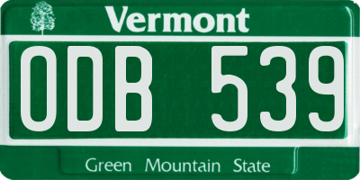 VT license plate ODB539