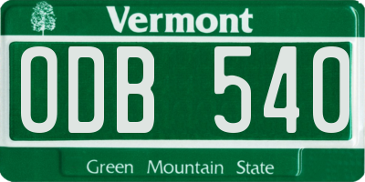 VT license plate ODB540