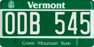 VT license plate ODB545