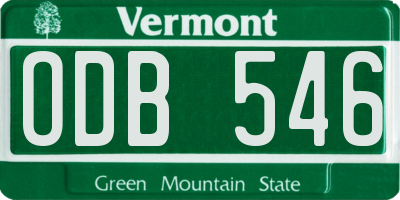 VT license plate ODB546