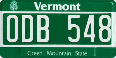 VT license plate ODB548