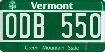 VT license plate ODB550