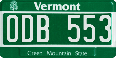 VT license plate ODB553