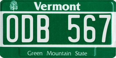 VT license plate ODB567