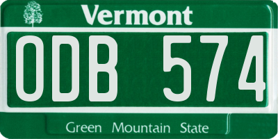 VT license plate ODB574