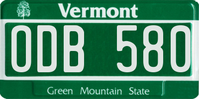 VT license plate ODB580