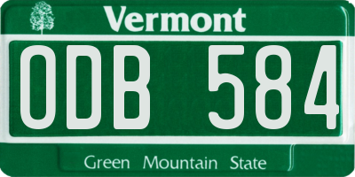 VT license plate ODB584