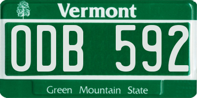 VT license plate ODB592
