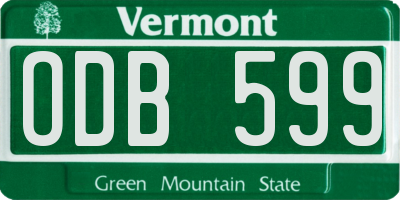 VT license plate ODB599