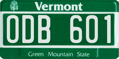 VT license plate ODB601