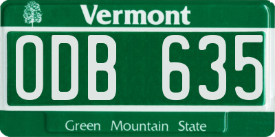 VT license plate ODB635