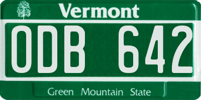 VT license plate ODB642