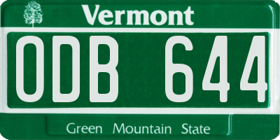VT license plate ODB644