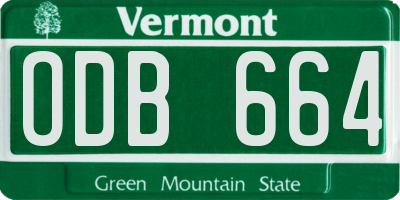 VT license plate ODB664