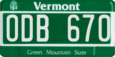VT license plate ODB670
