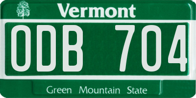 VT license plate ODB704