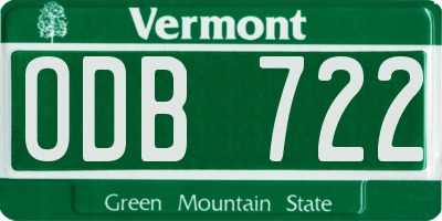 VT license plate ODB722