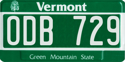 VT license plate ODB729