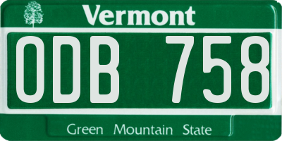 VT license plate ODB758