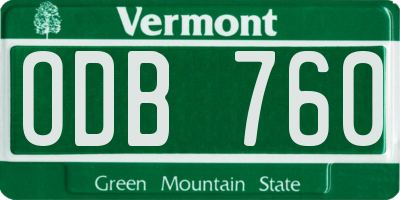 VT license plate ODB760