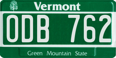VT license plate ODB762