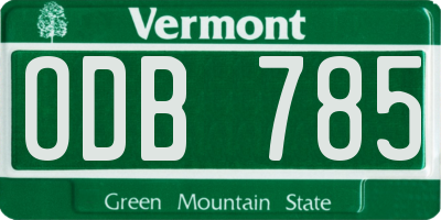 VT license plate ODB785