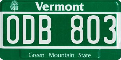 VT license plate ODB803