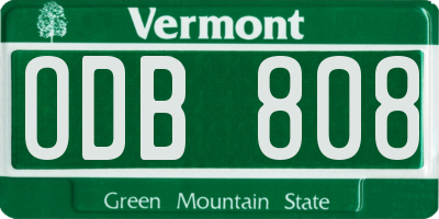 VT license plate ODB808