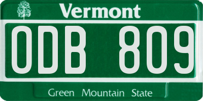 VT license plate ODB809
