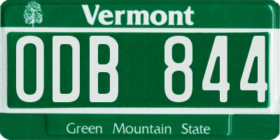 VT license plate ODB844