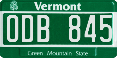 VT license plate ODB845