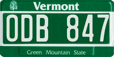 VT license plate ODB847