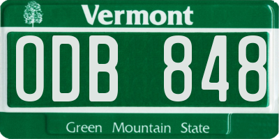 VT license plate ODB848