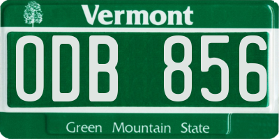 VT license plate ODB856