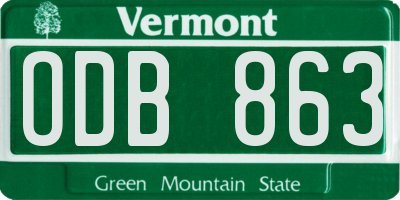 VT license plate ODB863