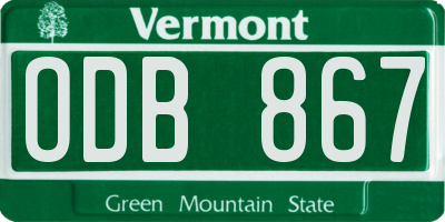 VT license plate ODB867