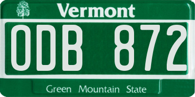 VT license plate ODB872