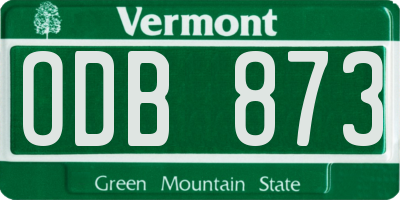 VT license plate ODB873