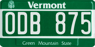 VT license plate ODB875