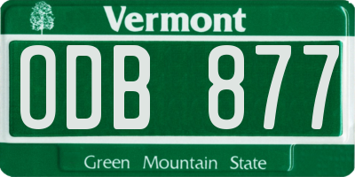 VT license plate ODB877