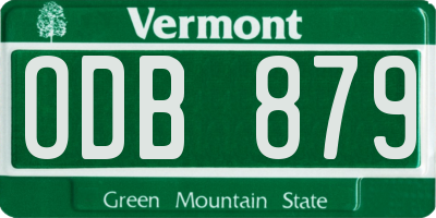VT license plate ODB879