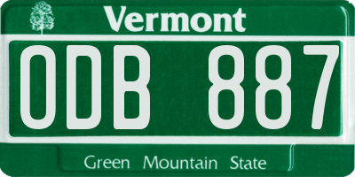 VT license plate ODB887