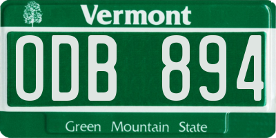 VT license plate ODB894