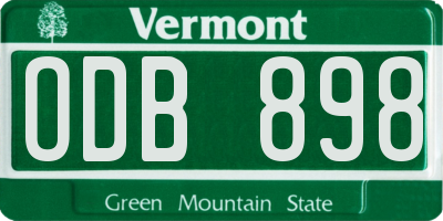 VT license plate ODB898