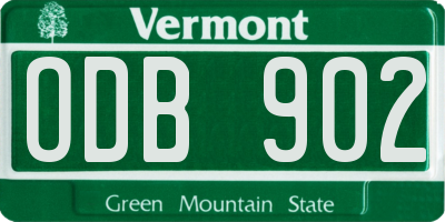 VT license plate ODB902