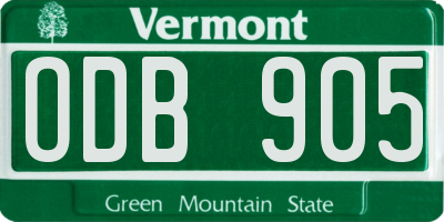 VT license plate ODB905