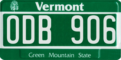 VT license plate ODB906