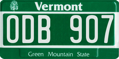 VT license plate ODB907